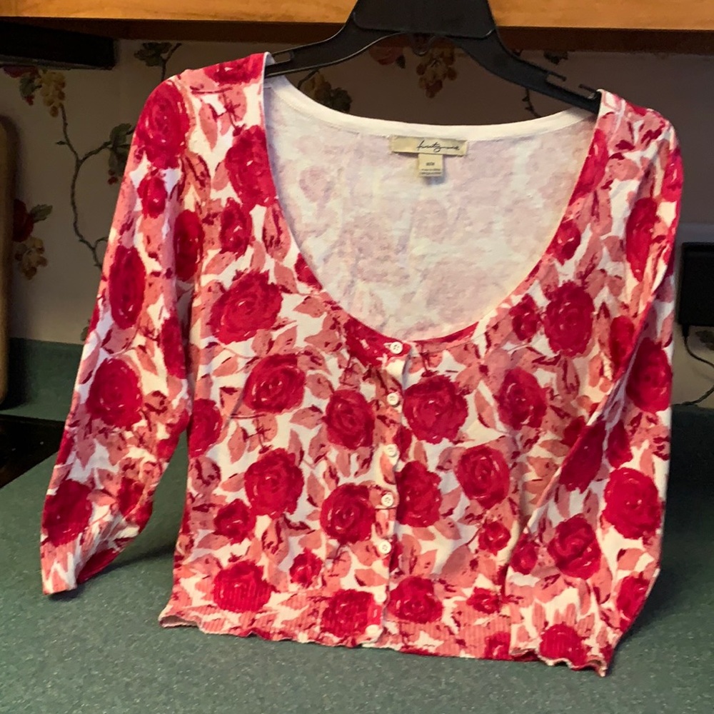Bright pink Twenty One short cardigan 3/4 sleeve
